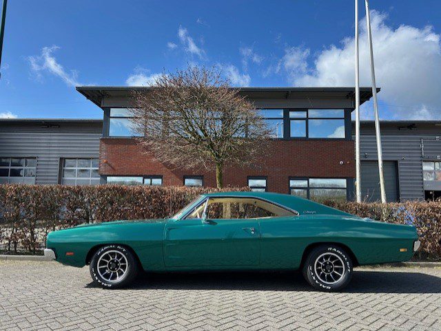 1969 Dodge Charger outside the workshop